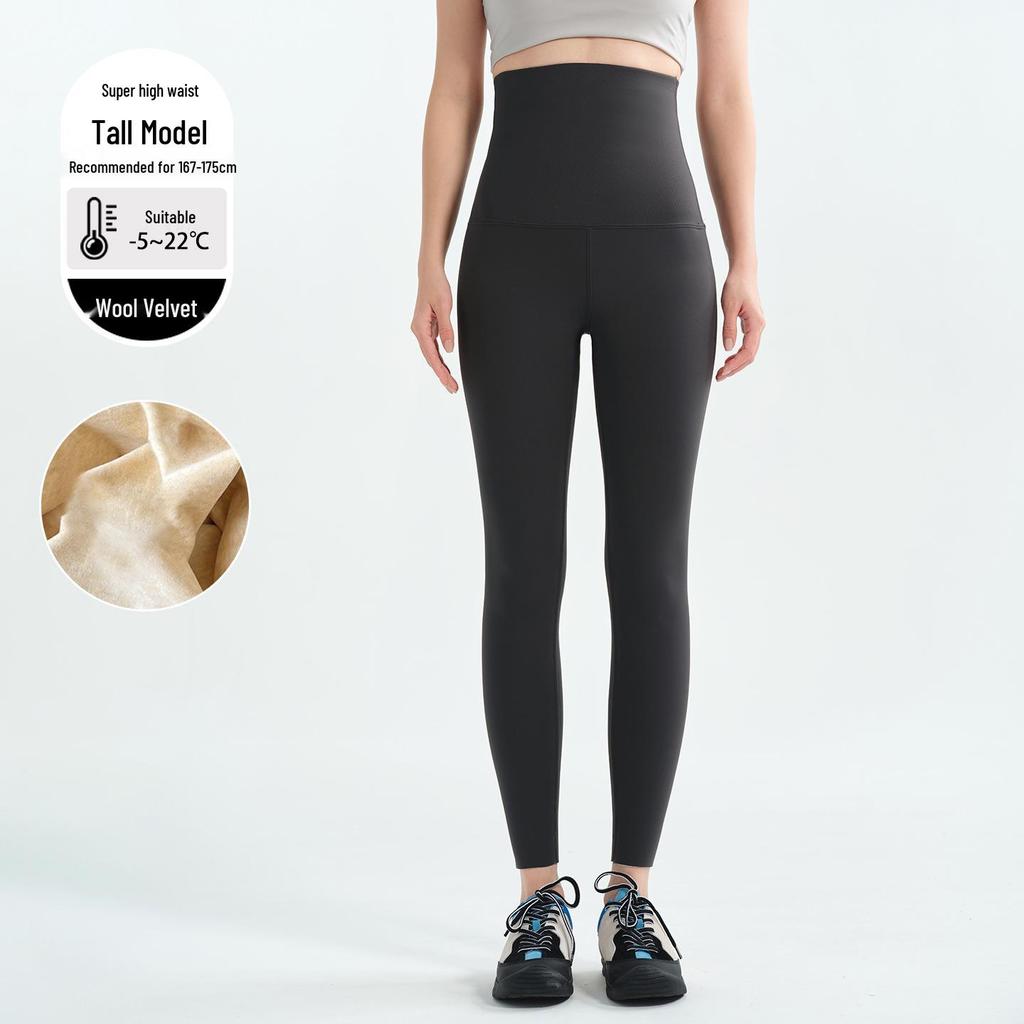 Женские очень плотные утепленные леггинсы для йоги с высокой талией - 800 г хлопка, теплые, extra long, зимний базовый слой (2025)