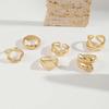 Gold Color Smooth Geometric Open Rings Set For Women Exaggerated Metal Irregular Thick Chunky Ring Jewelry Gift