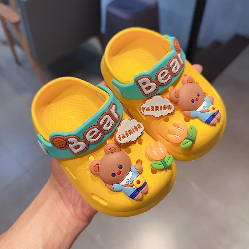 Детские тапочки с плюшевым мишкой и кроликом из мультфильма, летние женские противоскользящие домашние сандалии и тапочки, мужская и детская обувь