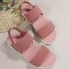 Summer Large Size Women's Shoes Casual Elastic Band Rear Strap Fly-woven Polyurethane Flat Sandals Women