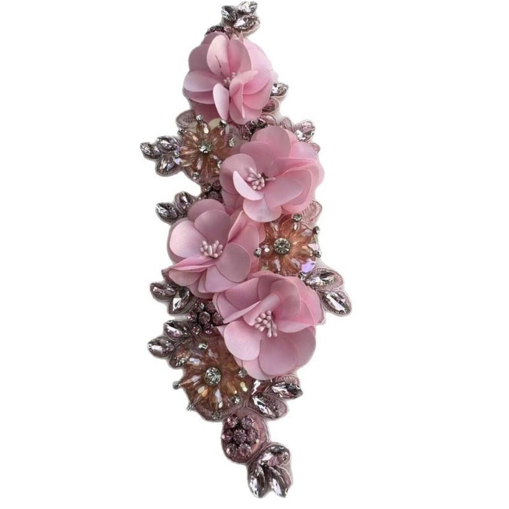 Rhinestone Beaded Diamond Lace Patch Sparkling Glass Bead Rope Embroidery Patch  Couture Shoulder