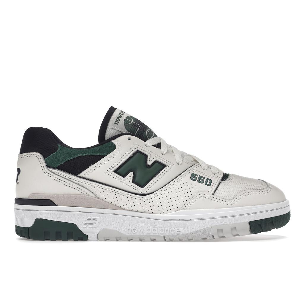 New Balance 550 Sea Salt Pine Green Unisex Sneakers White Black BB550VTC