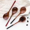 2Pcs Small Wooden Spoons Japanese Style Soup Dessert Spoon Cute Teaspoon Coffee Mixing Spoon Kitchen Natural Wood Tableware