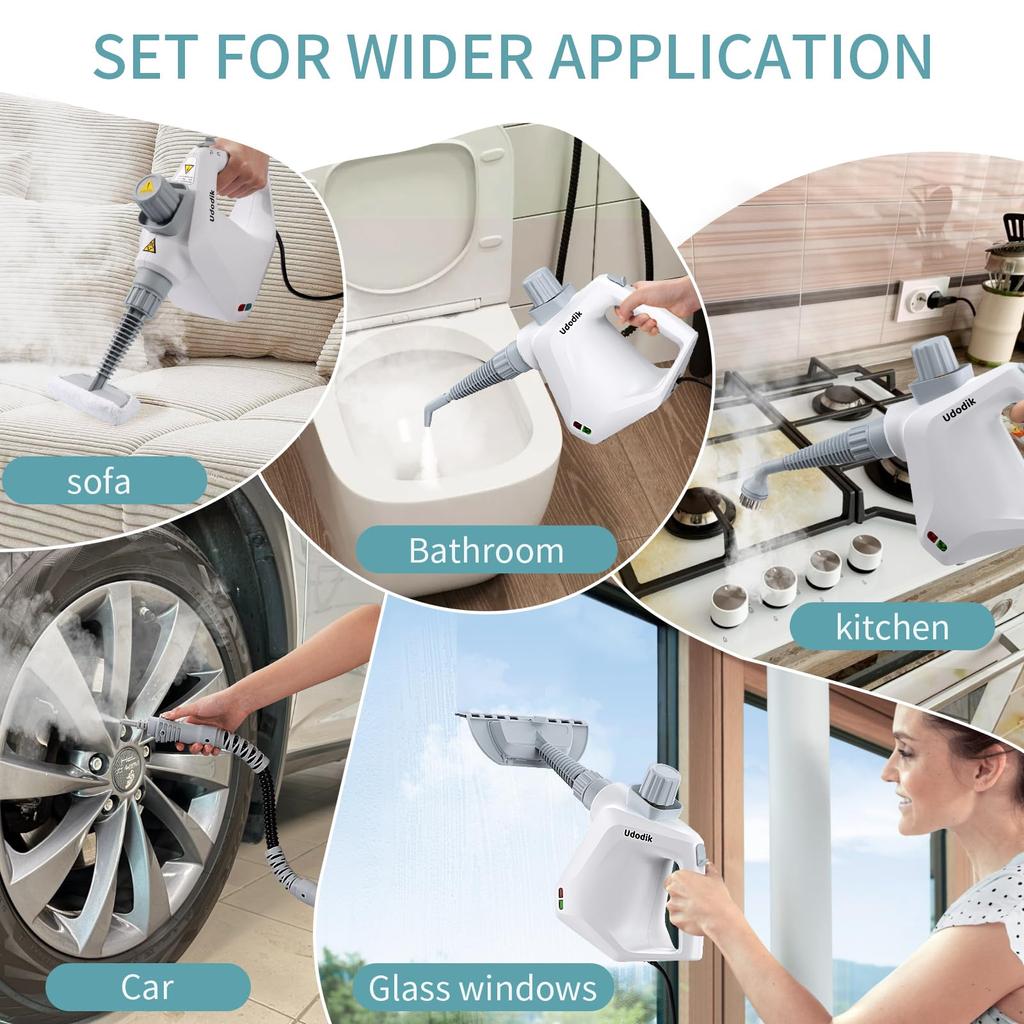 Udodik Steam Steam Cleaner with 10 Piece Accessory Pressurized Steam Cleaning Machine Multipurpose and All Natural and Steam Cleaning for Carpet