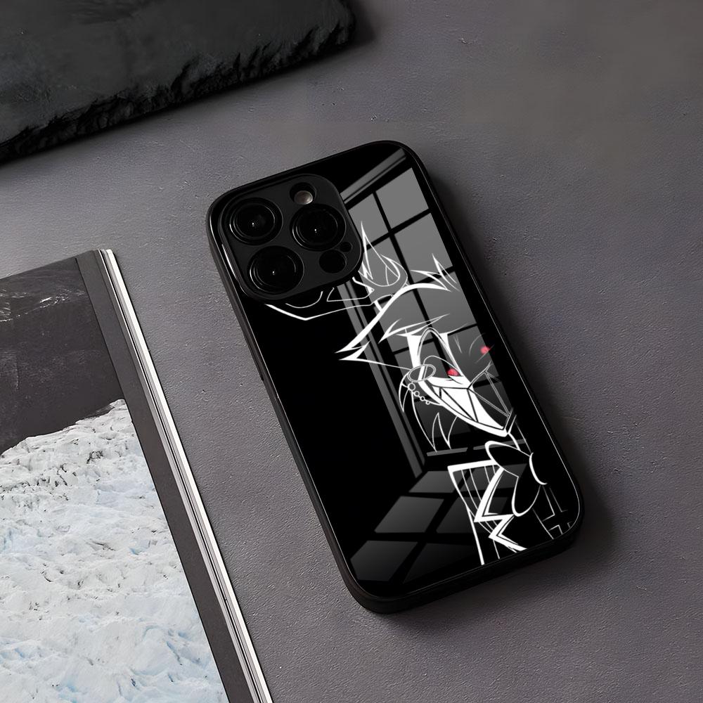 Чехол для телефона H-Hazbins-Hotels для iPhone 17 Air 16 E Pro Max 15 14 13 Mini 12 Pro 11 Max Plus Черная стеклянная крышка