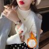 Autumn and Winter Plush Sweater Women's Bottoming Shirt Semi-turtleneck Thickened Warm Inner with Integrated Mink Velvet Knitted White Top