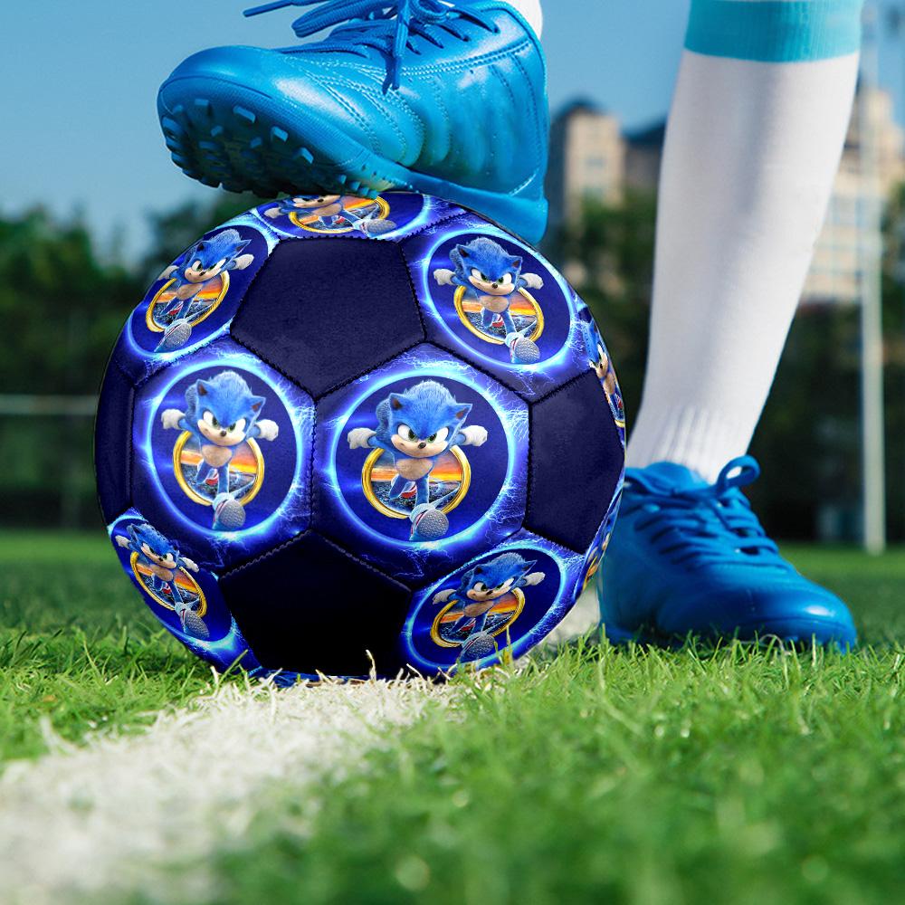 Blue Hedgehog Indoor Soccer Ball Colorful All Ages Size 5 Machine Stitched PVC Competition Ready Durable High-Bounce