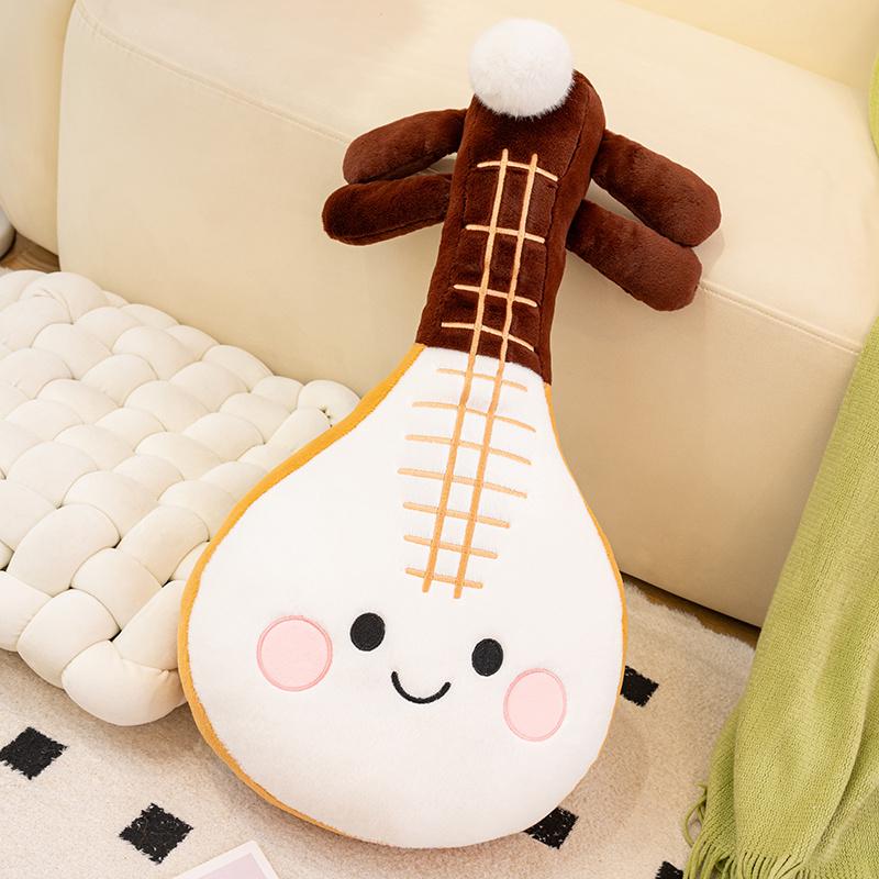 50Cm Smiling Face Musical Instrument Plushie Stuffed Cartoon Guitar Piano Plush Pillow Stuffed Decoration Present