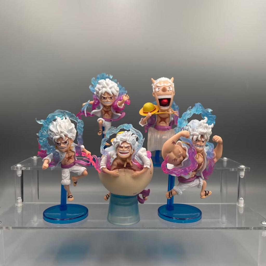 5 шт./комплект One Piece Анимация Мультфильм Пятый уровень Бог Солнца Ника Луффи Q Версия Аниме Периферия Игрушка Кукла Модель Настольные Украшения