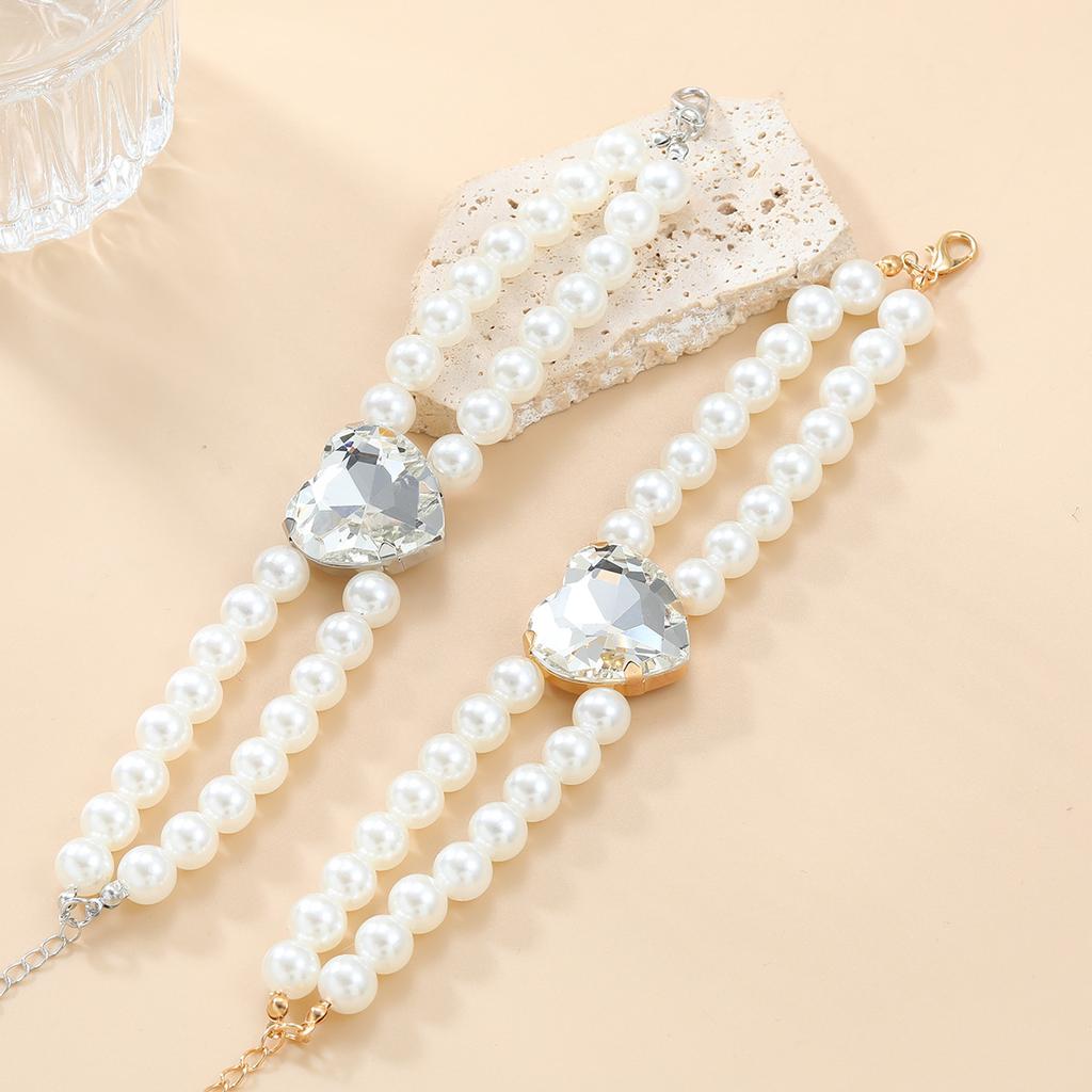 Преувеличенное ожерелье из искусственного жемчуга, украшение для женщин, стеклянные бриллианты в форме любви, аксессуары для банкетов