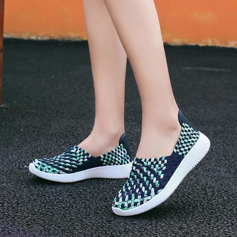 Summer Women Sneakers Plus Size Flats Loafers Soft Beach Walking Sports Shoes Lightweight Slip On