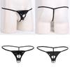 Men's Sexy Open Front Hole G-String Bikini Wet Look Leather Underwear