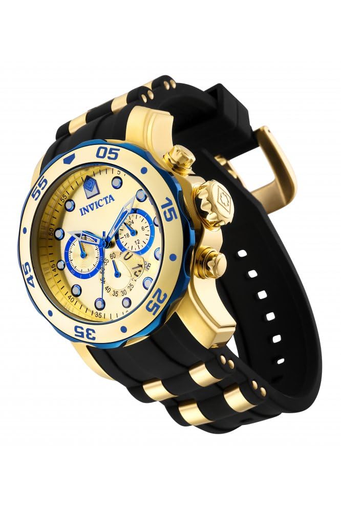 Часы Pro Diver Quartz 48 мм корпус золото черный нержавеющая сталь полиуретановый ремешок золотой циферблат 17887 [Invicta] мужские [Товар]