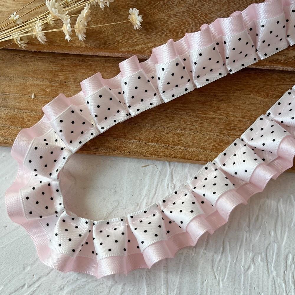 2M Pleated Ribbon Trim Ruffle Trim Collar Cuff Trim Double Layer Lace Ribbon Needlework Crafts DIY Lolita Dress Ribbon