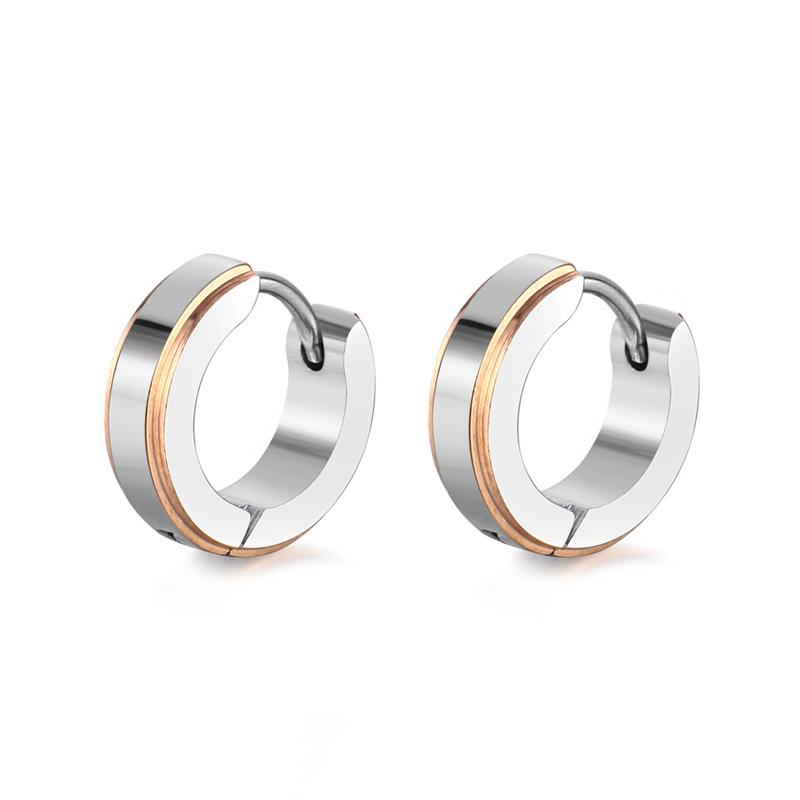 Простые полосатые серьги-кольца из нержавеющей стали, противоаллергические серьги с пряжкой для пирсинга для женщин и мужчин, уличные серьги