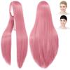 CaseEden Cosplay Wig, Premium Smooth Long, 100cm, Pink, Dark Pink, WIG6144