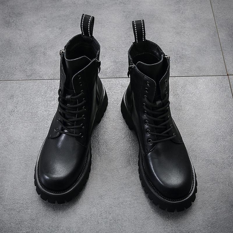 Мужские ботинки Мартин из коровьей кожи, новые осенне-зимние ботинки на толстой подошве с молнией для улицы, повседневные высокие кожаные ботинки, мужская обувь с высоким верхом