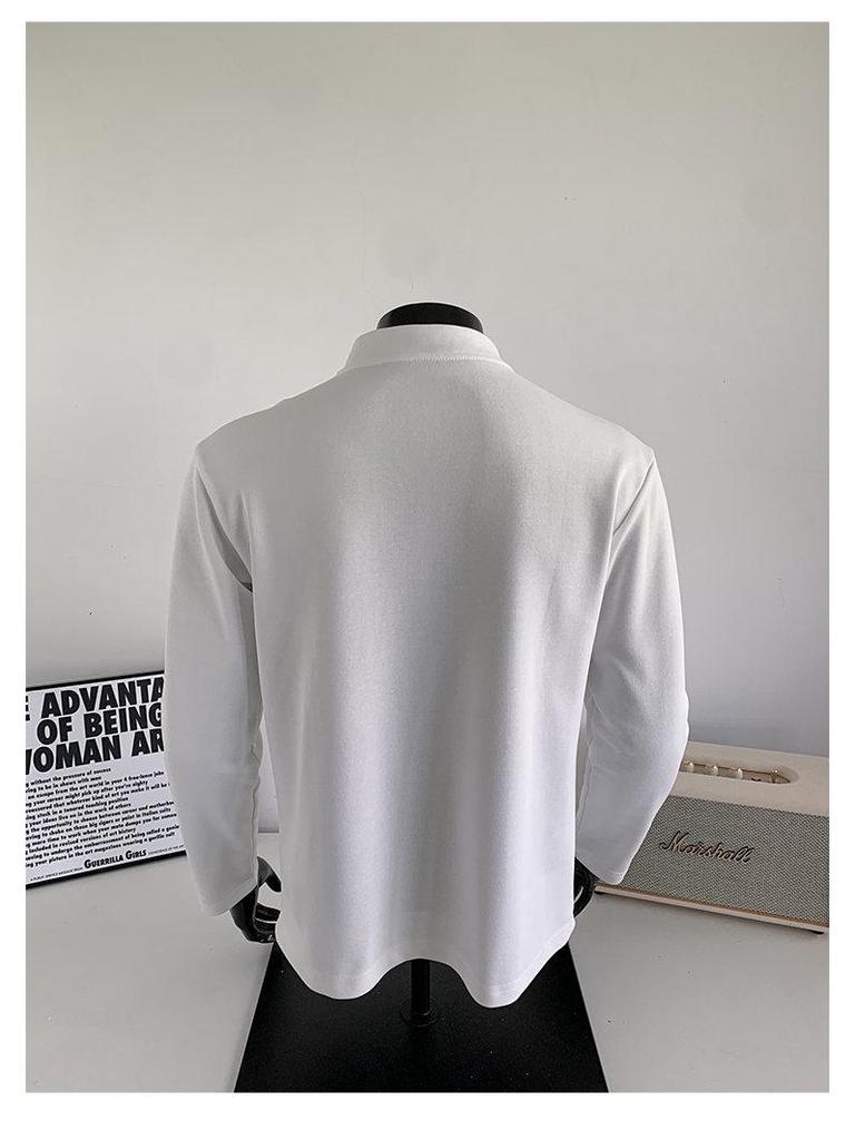 Мужская футболка-поло с длинным рукавом в американском стиле — модная базовая толстовка для весны/осени.