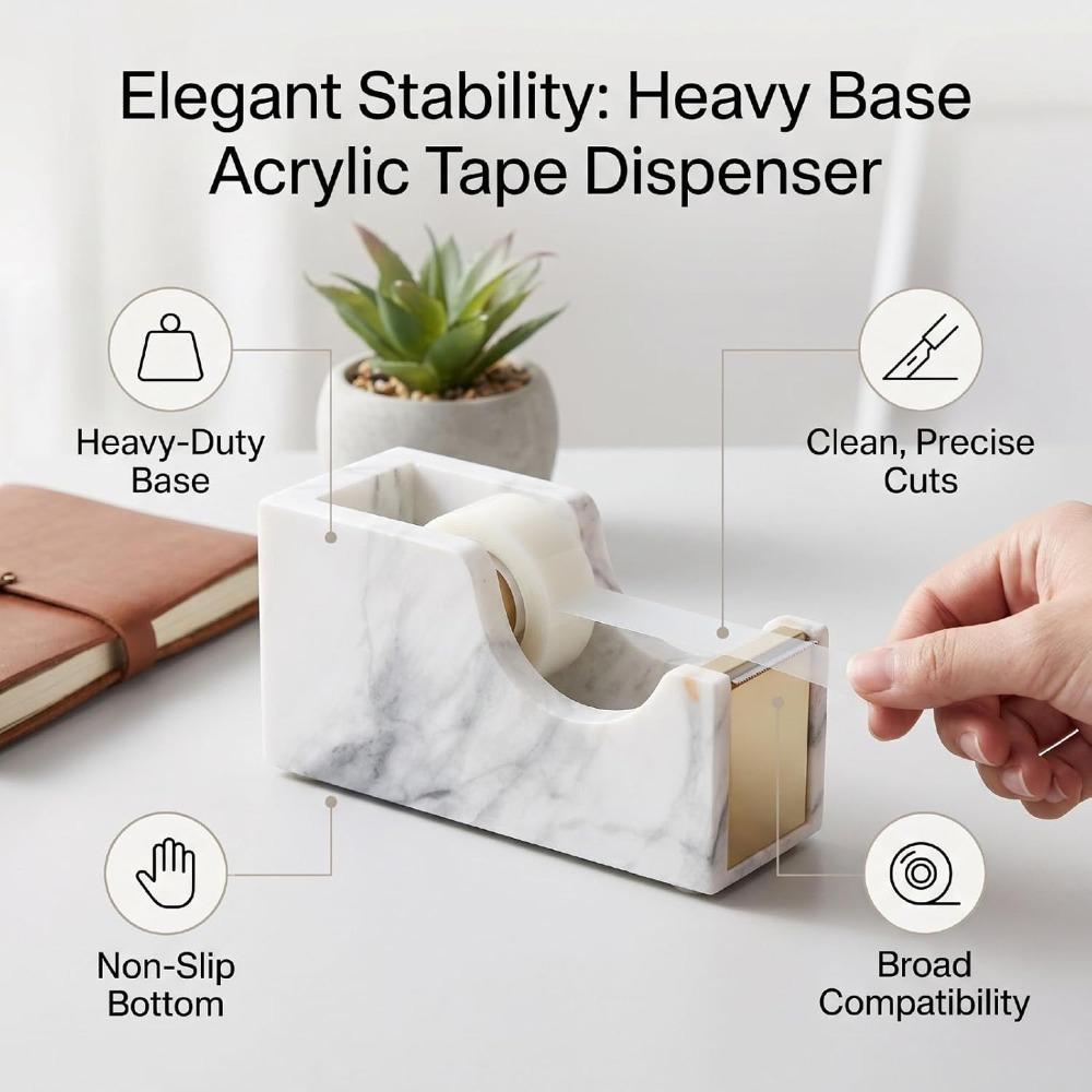 Heavy Duty Base Desk Tape Dispenser Acrylic Adhesive Tape Dispenser For Home Office