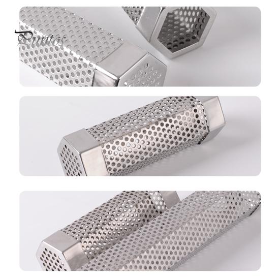 Трубка для пеллет Нержавеющая сталь Дымовая трубка для барбекю с вентиляционными отверстиями Жаростойкая Легко чистящаяся Многоразовая трубка для дымового гриля Аксессуары для кемпинга