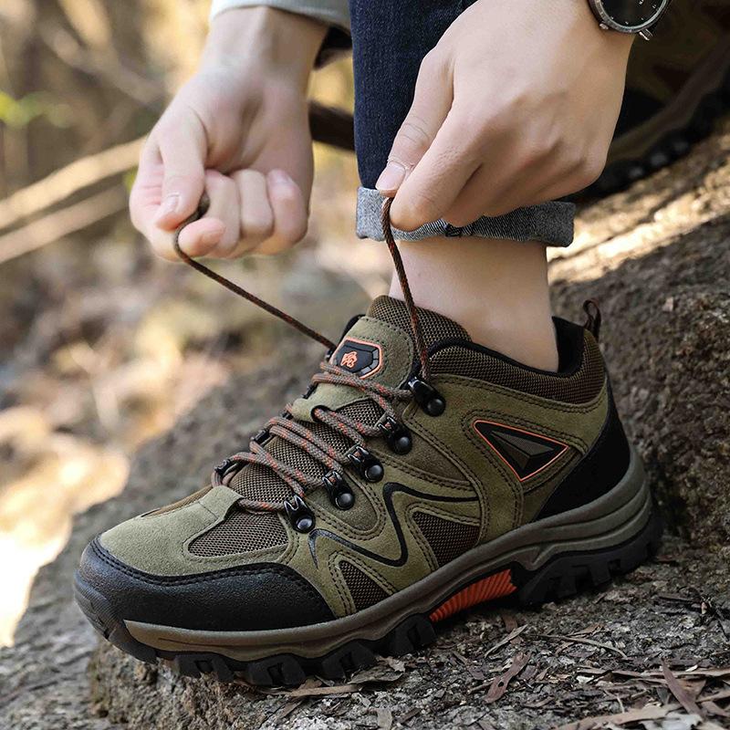 Autumn New Low-Top Lace-Up Hiking Shoes For Men's Outdoor Shoes Large-Size Cross-Country Hiking Shoes For Travel Shoes Casual