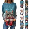 Tee Shirts For Women Fall Casual Long Sleeve Shirts Sweatshirt Vintage Graphic Christmas Printing Top Pullover