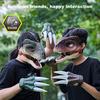 Electric Dinosaur Head Headgear with Sound Movable Mouth Screaming Dino Head Halloween Costume Party Cosplay Velociraptor Head Cover Party Supplies