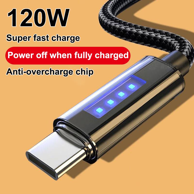 Новый кабель 120 Вт 6 А Super Fast Charge, USB-шнур для передачи данных, автоматическое отключение питания, кабель для быстрой зарядки для Oppo