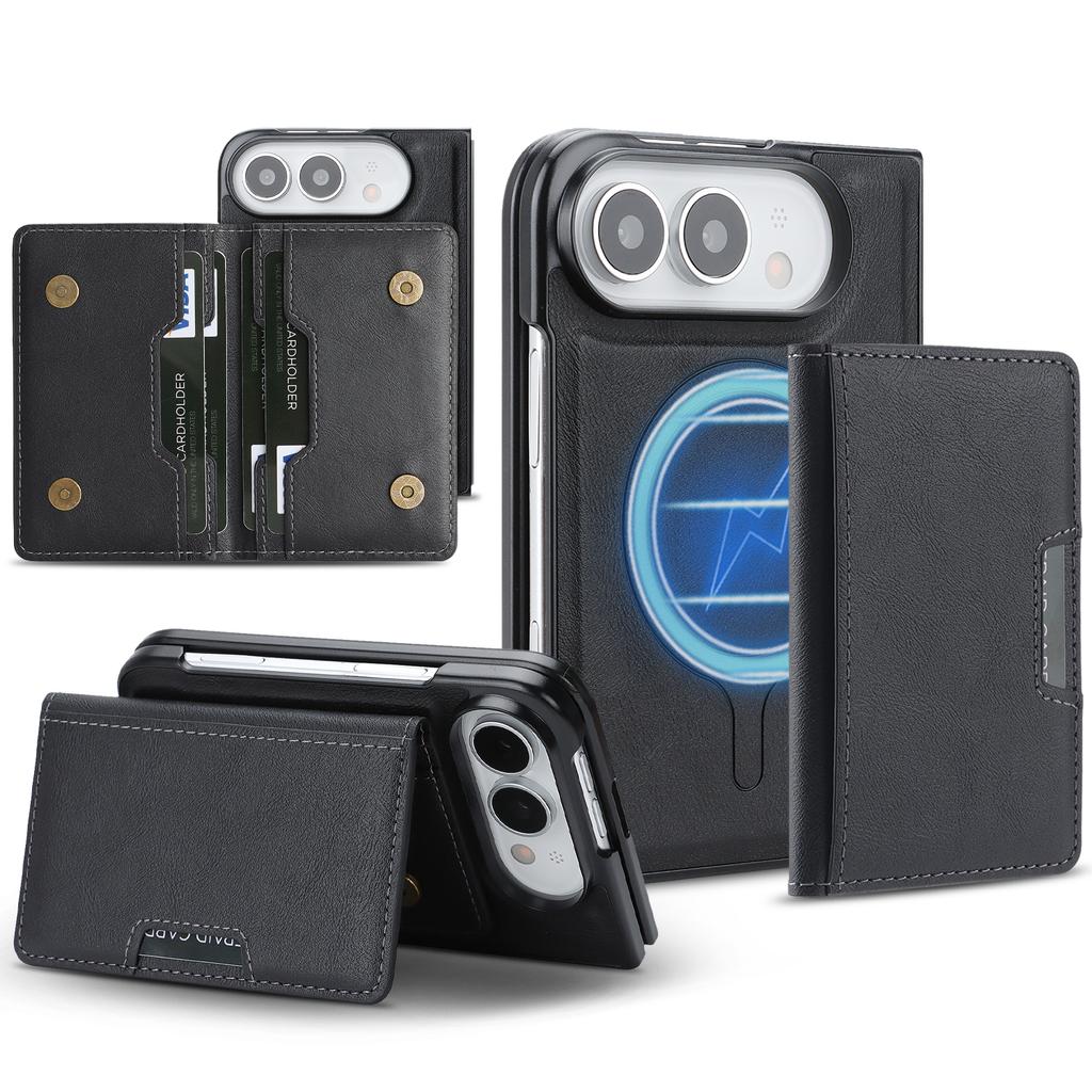 2 in 1 Wireless Charging Cards Holder Phone Case for Iphone Ultra Iphone Fold Stand Phone Cover Magnetic Leather Case Anti Fall