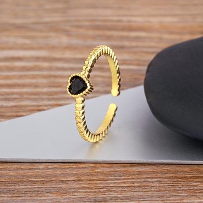 Nidin Korean New Exquisite Lovely Opening Adjustable Heart Ring Fashion Temperament Versatile Female Zircon Jewelry Wedding Gift