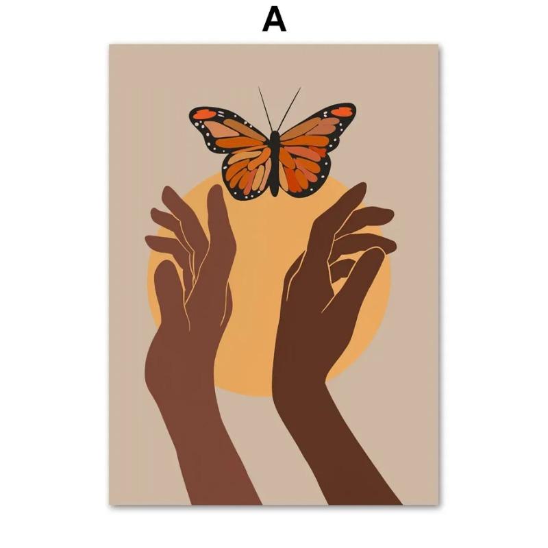 Элегантная черная девушка подсолнечник холст искусство абстрактный настенный декор для гостиной спальни HD печать плакат с растением шляпа юбка Desi