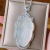 Ювелирные изделия Халцедон Зеленый Халцедон Белый Халцедон Большой Лист Аксессуары Универсальное Ожерелье Подвеска