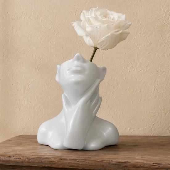DYS 3D-печатный держатель для ручек в виде скульптуры лица, Эстетичный настольный органайзер, Стакан большой емкости для кистей для макияжа на стол, Водонепроницаемый портрет