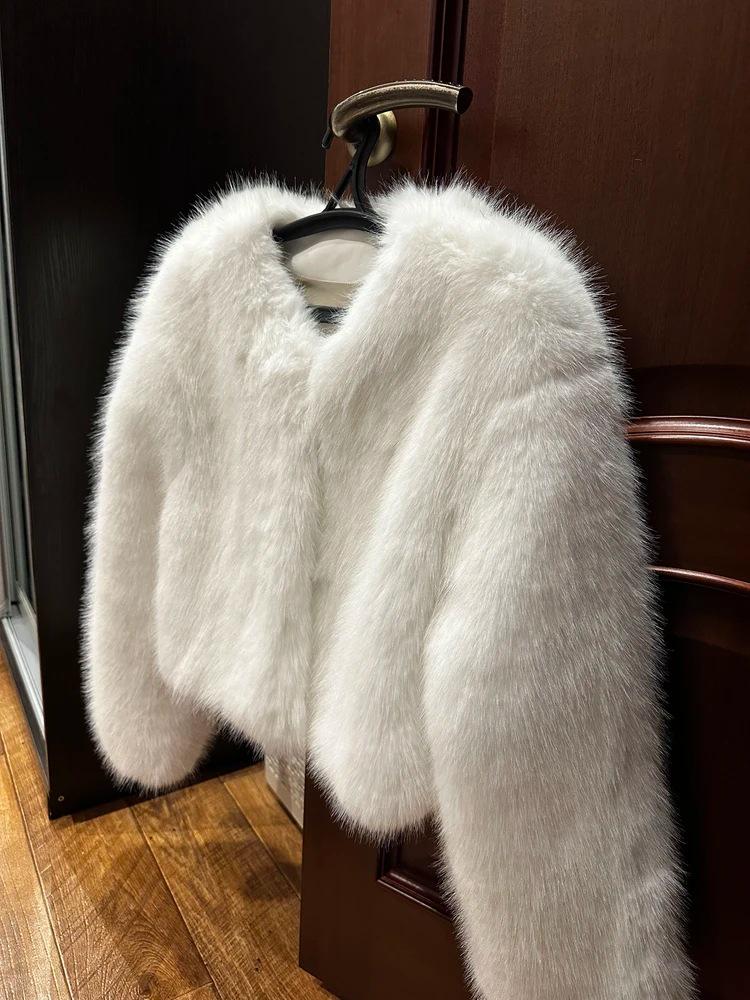 Женская повседневная короткая шуба из лисы тоскана - Европейский и американский уличный стиль