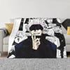 Gojo Satoru Collage Manga Fleece Blankets Jujutsu Kaisen Anime Vintage Throw Blanket for Home Bedspread
