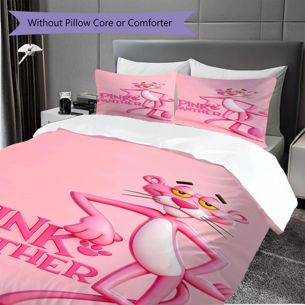 Pink Panther Cartoon Threepiece Set Without Core 1 Duvet Cover 2 Pillowcase Without Core Duvet Cover And Pillowcase Soft And Comfortable