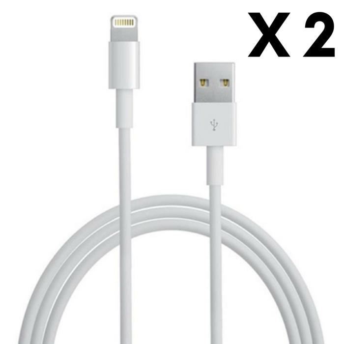 [Совместимо с iPad 2017-2018-AIR-MINI-PRO] Лот 2 Кабеля USB Зарядное устройство Белый 1 Метр [Phonillico®]
