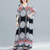 Vintage Floral Satin Maxi Long Dress for Women Plus Size Casual Loose Summer Dresses New In