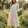 Office Work Dresses for Women Long Sleeve Floral Dress, Cottagecore Waist Cinching Stylish Dates And Shopping Autumn Midi Dress Vacation Street Party