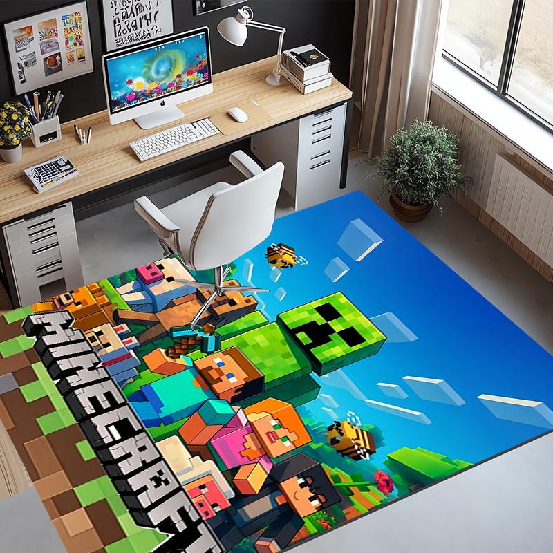 Sandbox game Pattern Rug, Indoor/Outdoor Mat, for Picnic, Gameroom, Bedroom, Office, Living Room, Home Decor Carpet, Birthday Gift