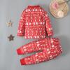 Рождественский пижамный комплект из 2 предметов в красную полосатую рубашку и брюки для малышей для детей 1–5 лет