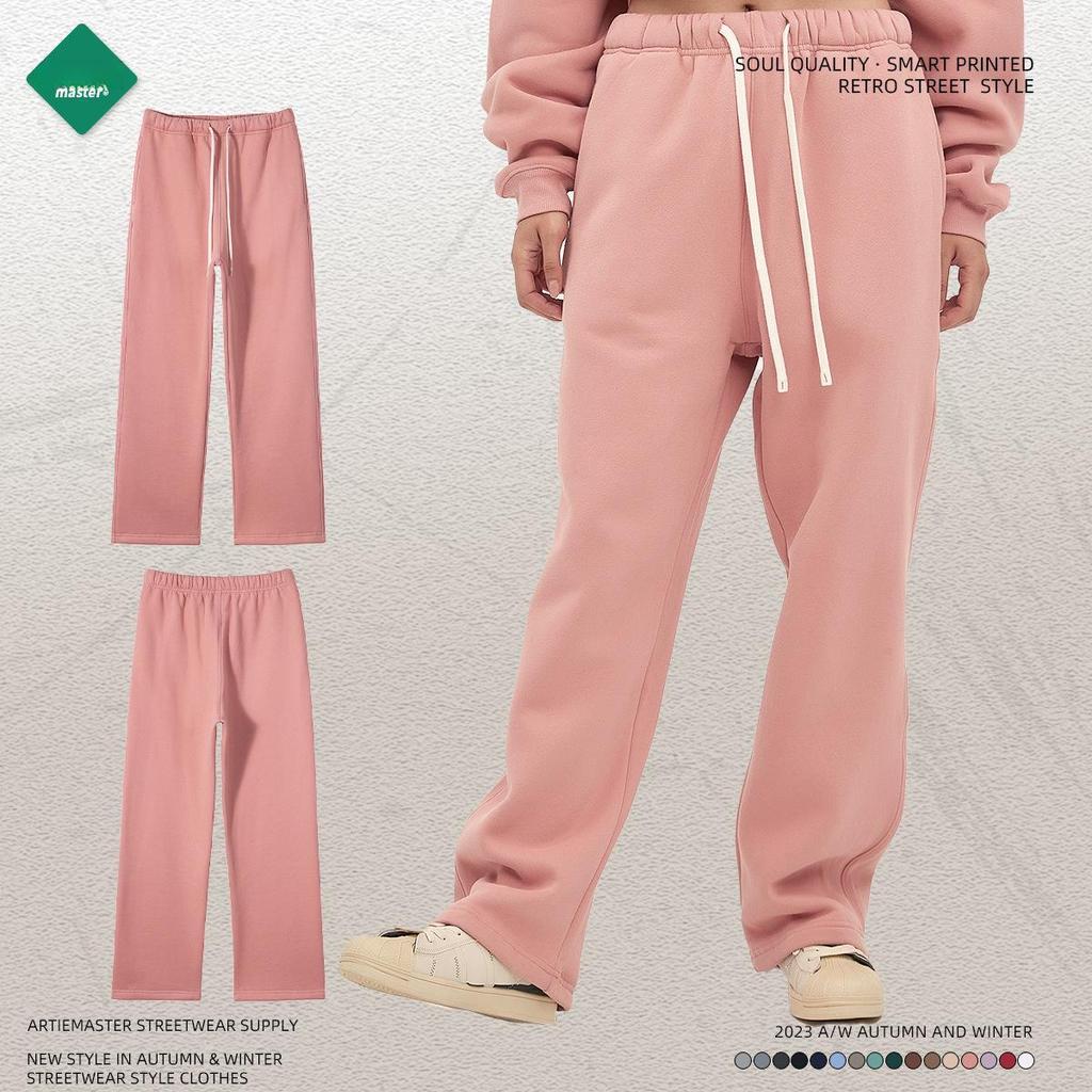 2024 Autumn/Winter Men's Thick 350g Velvet Straight-Leg Loose Casual Sports Trousers