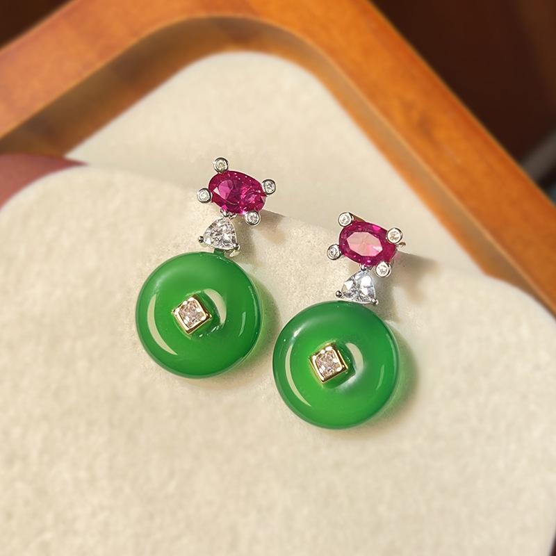 Новый император ожерелье серьги комплект ювелирных изделий имитация натурального халцедона темперамент серьги инкрустированные агат пряжка безопасности для женщин