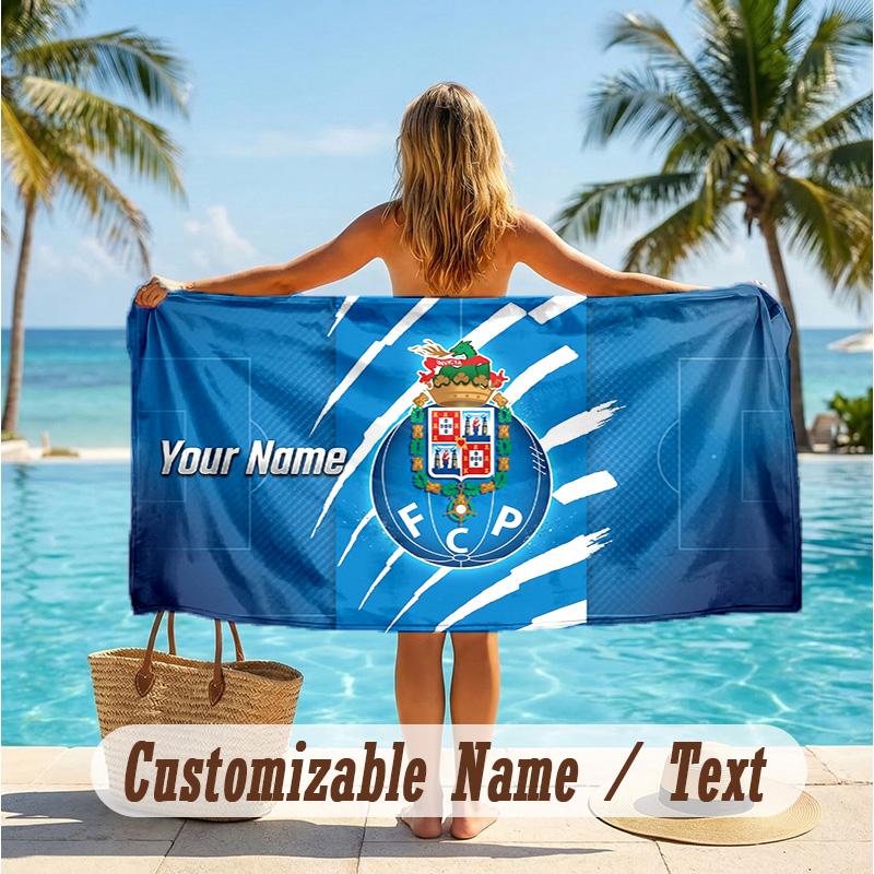Custom Text Beach Towel, Soft Absorbent Swimming Multi-use TowelFC Porto