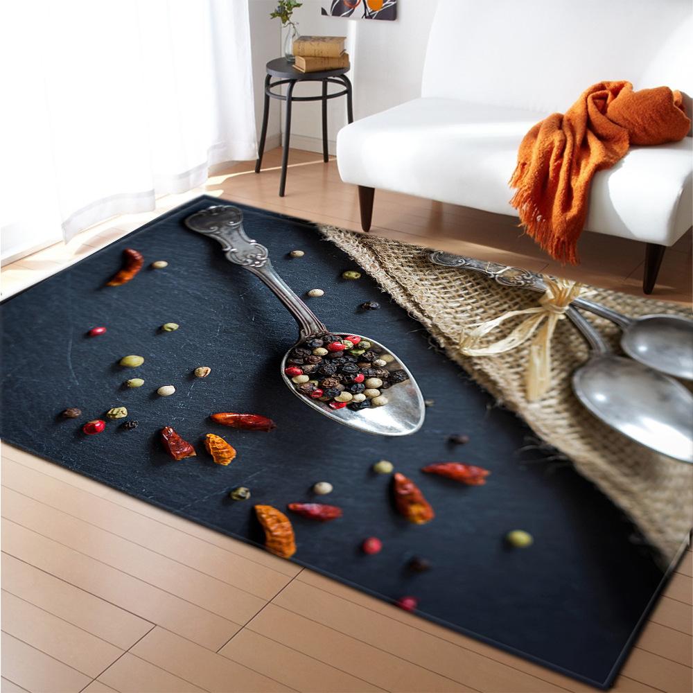 Seasoning Living Room Area Rug Home Decor Food Spice Carpet Bedroom Rug for Boys Tableware Floor Mat Soft Kitchen Rug Doormat