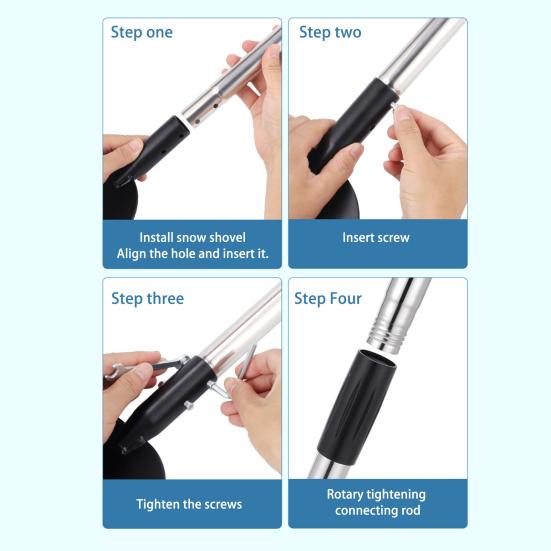 Плоская лопата для снега, скребок для льда, 55 дюймов, стальной измельчитель снега и льда с 3-секционной ручкой, инструмент для удаления льда с газона, кромки подъездной дороги, прополки