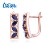 LSOOYH Clip Earrings Rose Gold Color Fashion Earring For Women Hollow Black Cubic Zirconia Stud Earrings Jewelry