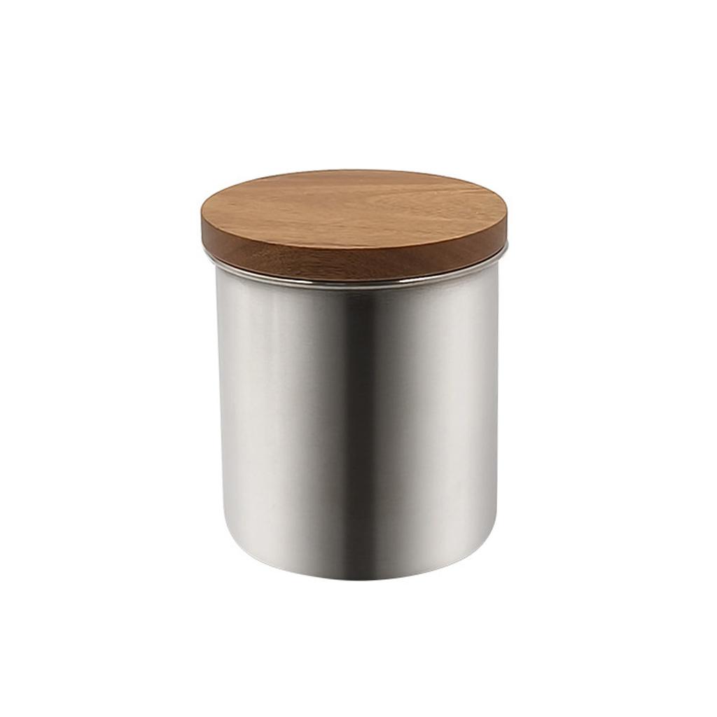 1Pc Storage Jars with Airtight Lid, Containers Kitchen Food Canisters with Acacia Wood Lids for Coffee Beans/Sugar/Tea/Nuts