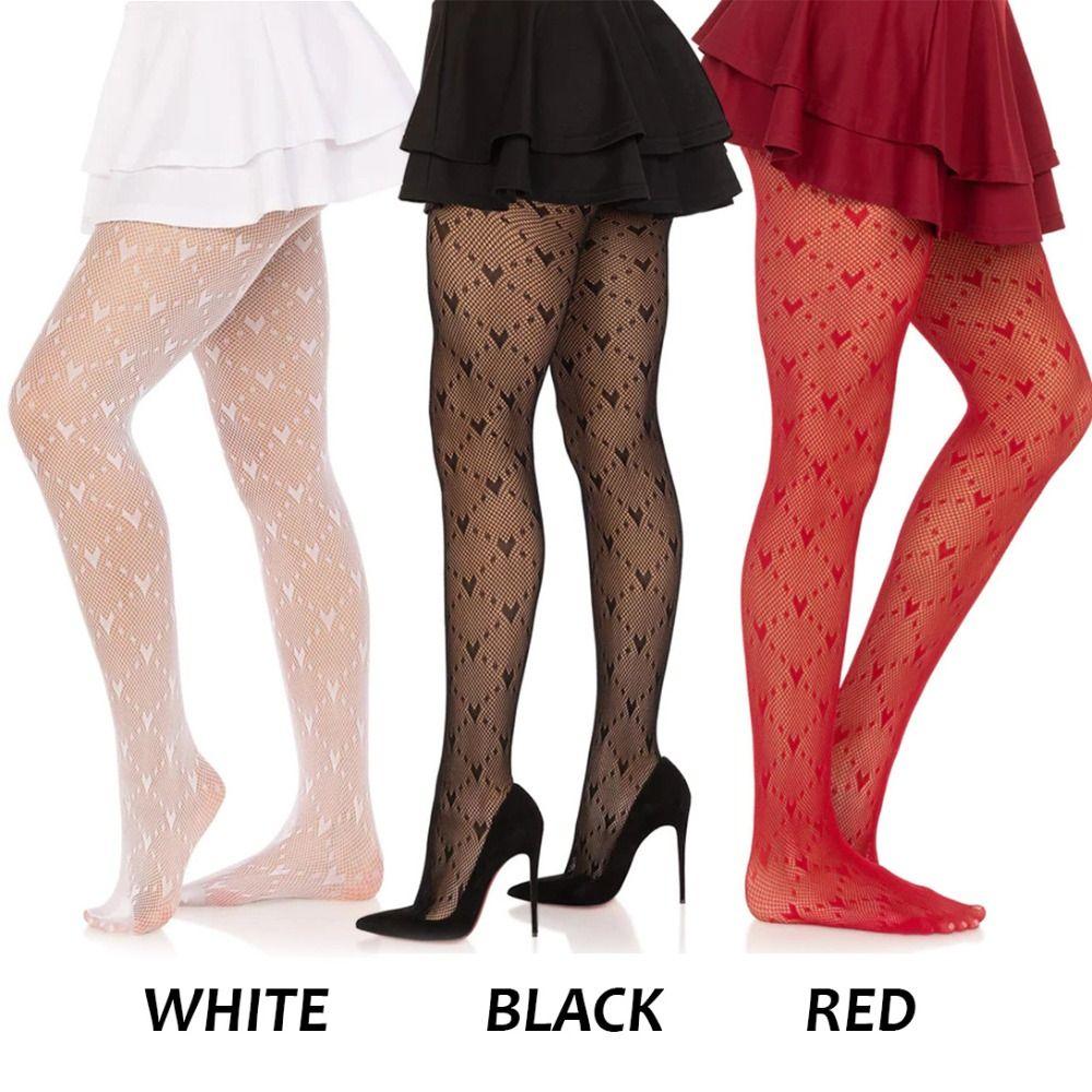 Slimming Sexy Fishnet Stockings Breathable Argyle Tights Pantyhose Funny Heart Mesh Stockings Girl