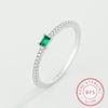 Classic Rectangular Emerald Ring For Women Single Row Of Diamonds Genuine Sterling Silver Valentine's Day Gift Jewelry